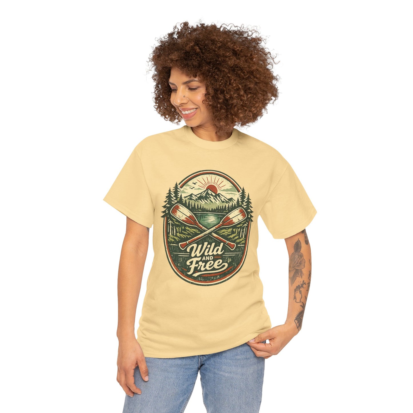 Wild and Free Badge Tee | Vintage Adventure Shirt | Outdoor Explorer Gift