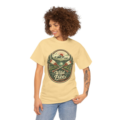 Wild and Free Badge Tee | Vintage Adventure Shirt | Outdoor Explorer Gift