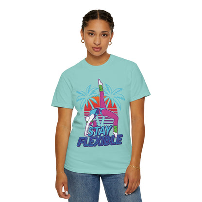 Stay Flexible Retro 80s Backbend Graphic Tee | Vintage Workout Shirt Women