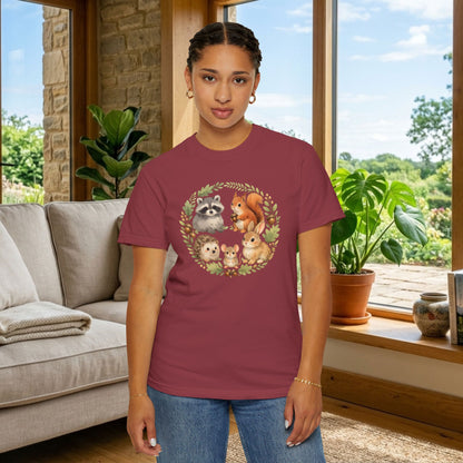 Woodland Animals Circle Watercolor Tee | Forest Creature Gift Shirt | Nature Lover