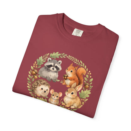 Woodland Animals Circle Watercolor Tee | Forest Creature Gift Shirt | Nature Lover