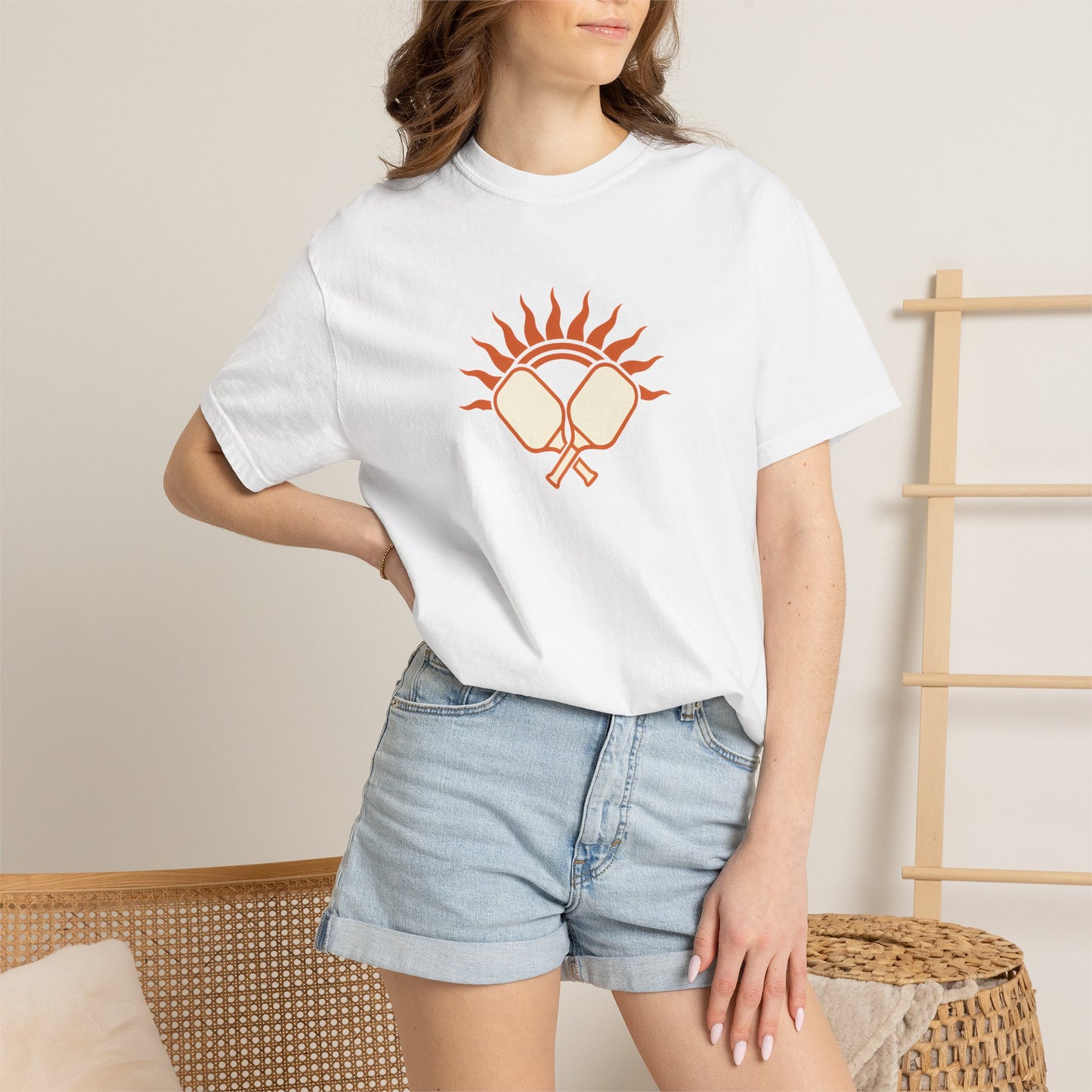 Pickleball Sun Badge Tee Pickler Vintage Minimalist Unisex Shirt