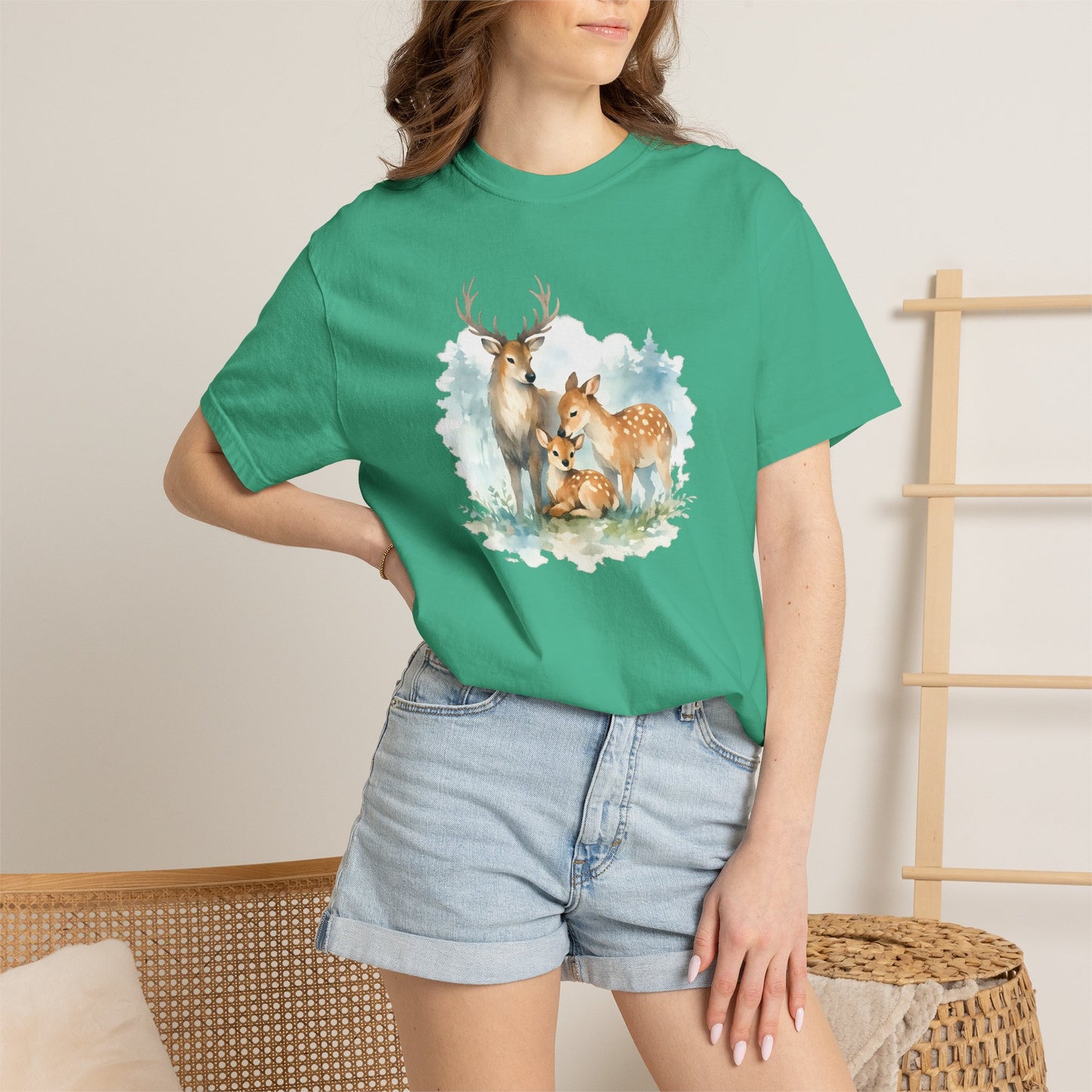 Watercolor Deer Family Tee | Forest Wildlife Art Shirt | Nature Lover Gift | Unisex