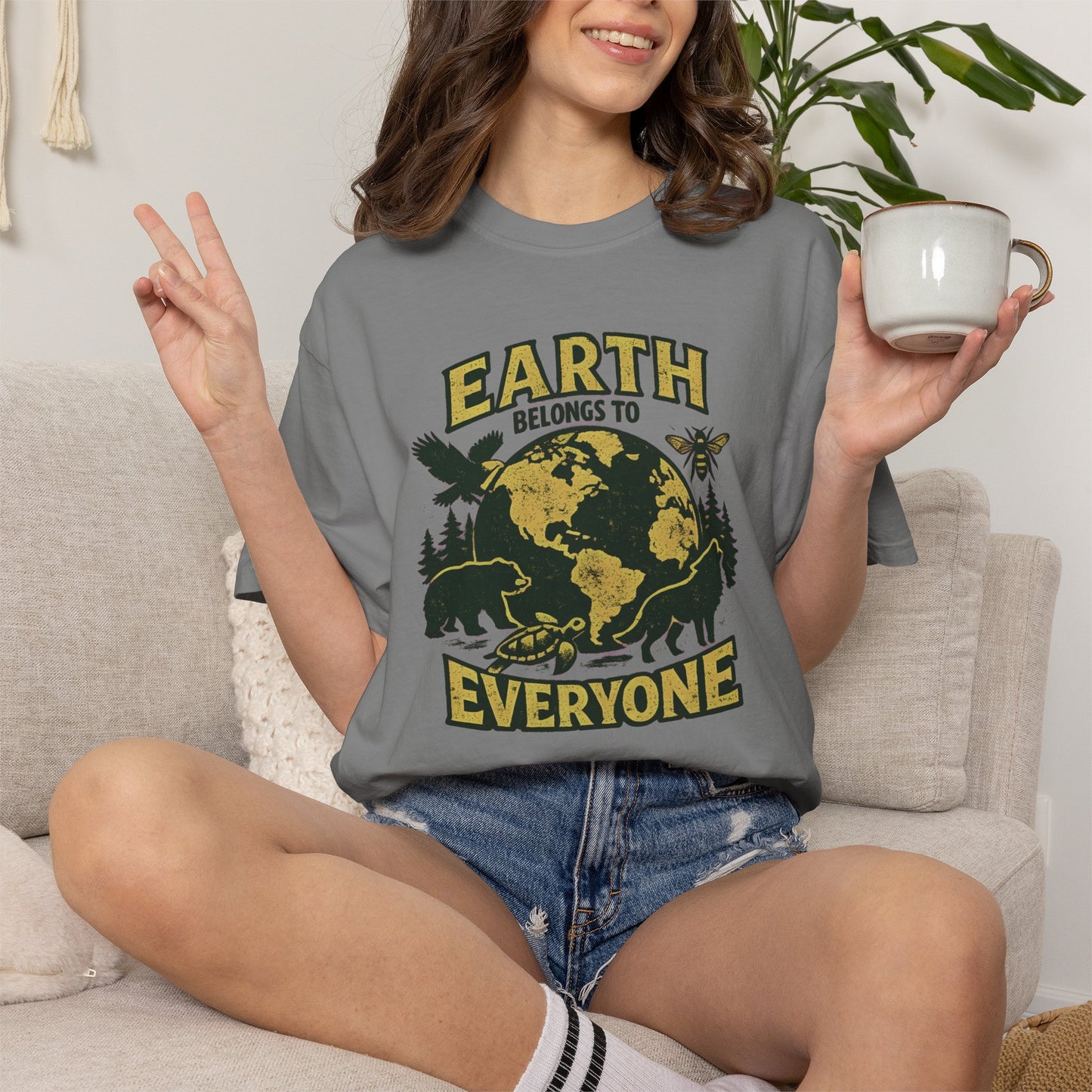 Earth Belongs to Everyone Earth Day Tee | Conservation Art Shirt | Wildlife Gift