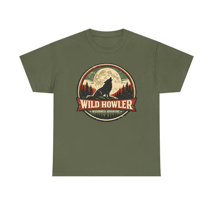 Howling Wolf Vintage Badge Tee | Full Moon Wilderness Shirt | Nature Lover Gift
