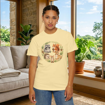 Woodland Animals Circle Watercolor Tee | Forest Creature Gift Shirt | Nature Lover