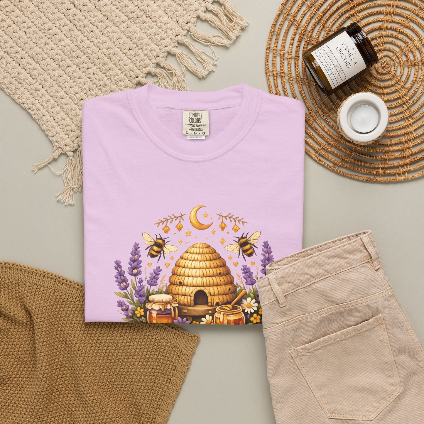 Beehive Honey and Lavender Tee | Vintage Nature Art Shirt | Botanical Garden Gift