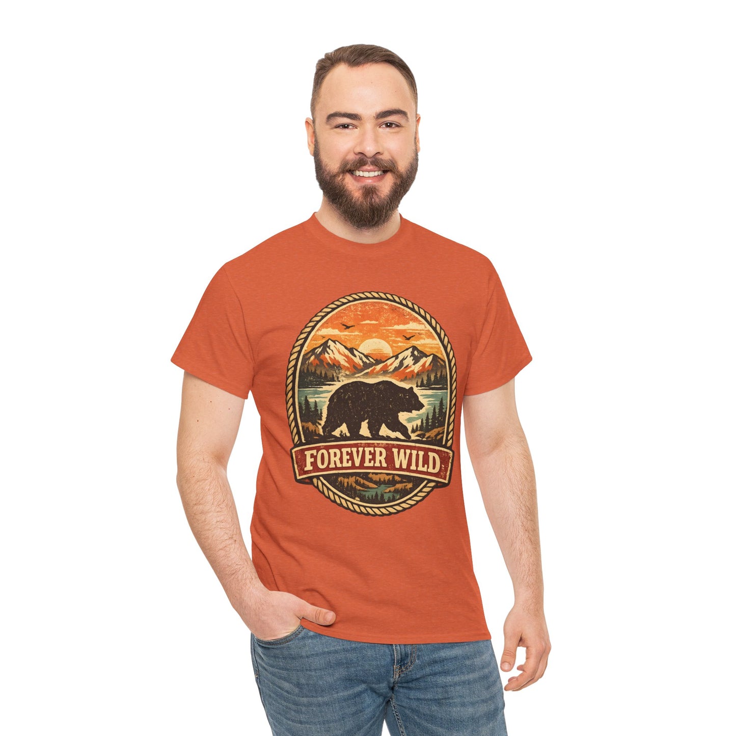 Grizzly Bear Forever Wild Badge Tee | Vintage National Park Shirt | Nature Lover Gift