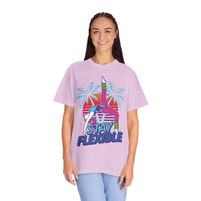 Stay Flexible Retro 80s Backbend Graphic Tee | Vintage Workout Shirt Women