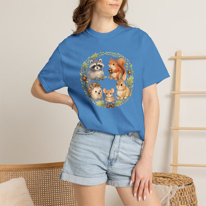 Woodland Animals Circle Watercolor Tee | Forest Creature Gift Shirt | Nature Lover