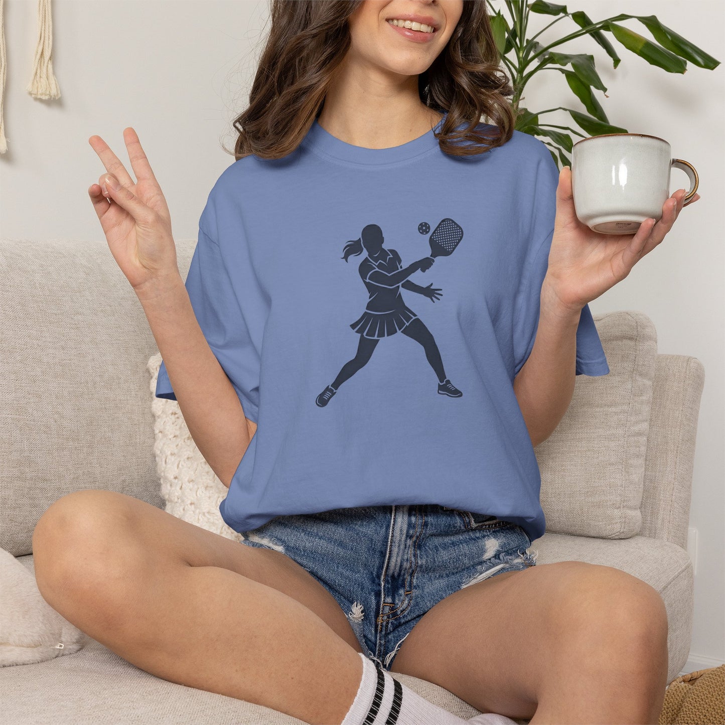 Pickleball Female Silhouette Icon Tee Minimalist Pickler Graphic Women T-Shirt