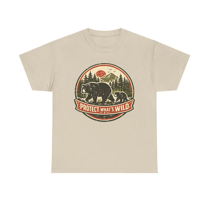 Bear and Cub Retro Badge Tee | Protect What's Wild | Wildlife Lover Gift | Unisex