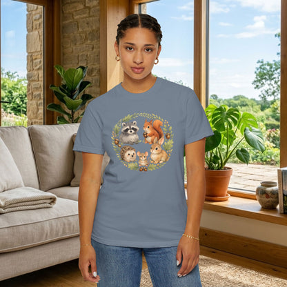 Woodland Animals Circle Watercolor Tee | Forest Creature Gift Shirt | Nature Lover