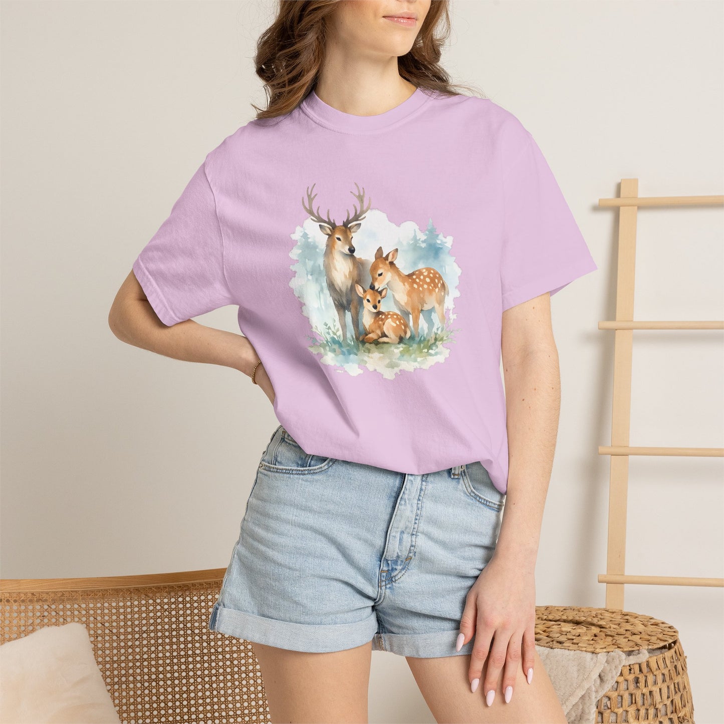 Watercolor Deer Family Tee | Forest Wildlife Art Shirt | Nature Lover Gift | Unisex