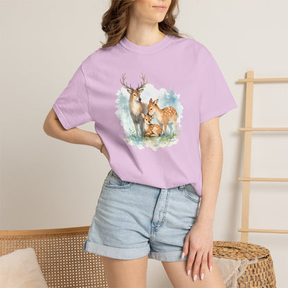Watercolor Deer Family Tee | Forest Wildlife Art Shirt | Nature Lover Gift | Unisex