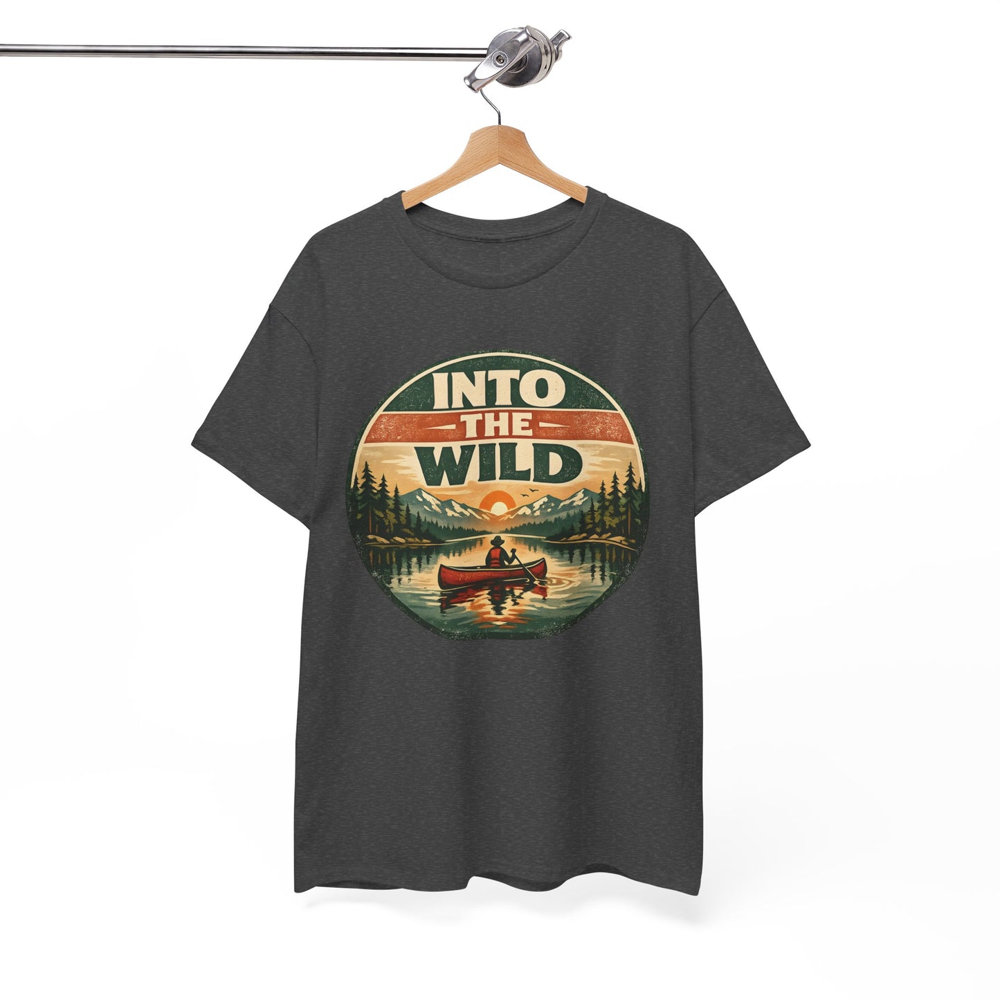 Into the Wild Canoe Badge Tee | Vintage Outdoor Graphic Shirt | Camping Adventure Gift