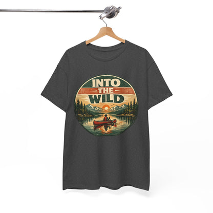 Into the Wild Canoe Badge Tee | Vintage Outdoor Graphic Shirt | Camping Adventure Gift