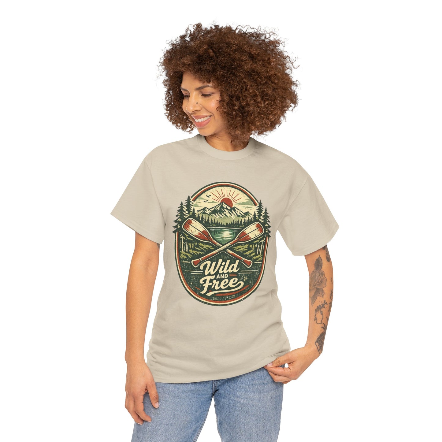 Wild and Free Badge Tee | Vintage Adventure Shirt | Outdoor Explorer Gift