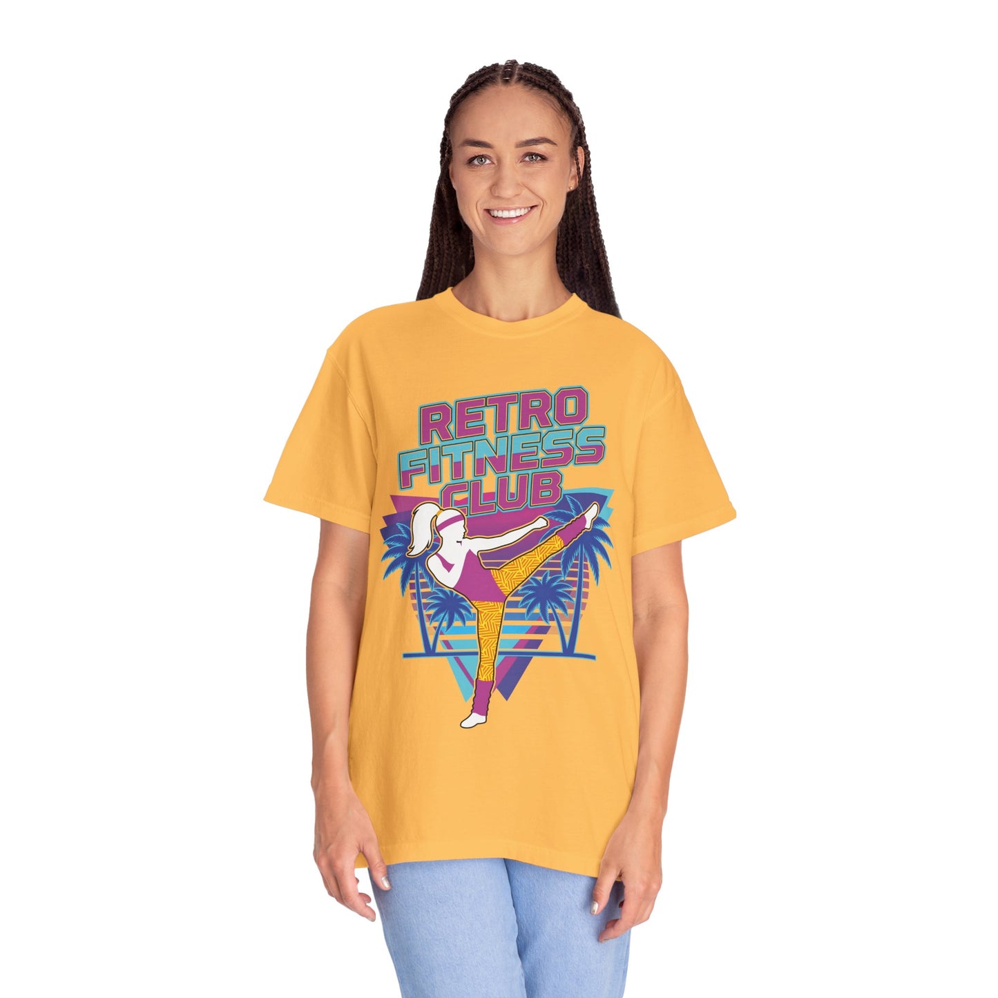 Retro Fitness Club High Kick 80s Tee | Vintage Aerobics Shirt Women