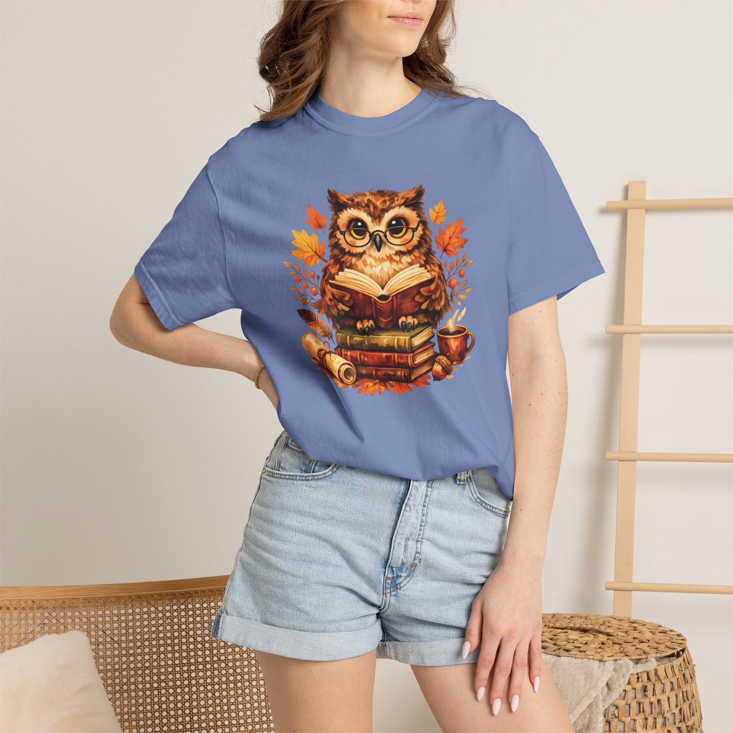 Wise Owl Watercolor Humor Tee | Book Lover Nature Shirt | Whimsical Wildlife Gift
