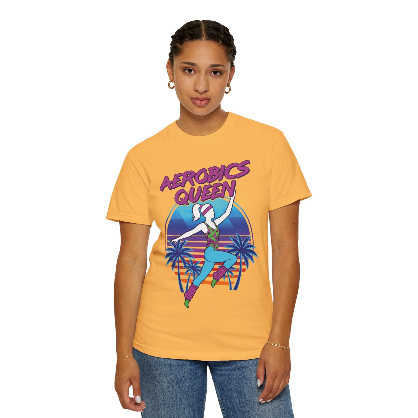 Aerobics Queen Retro 80s Dance Graphic Tee | Vintage Workout Shirt Women