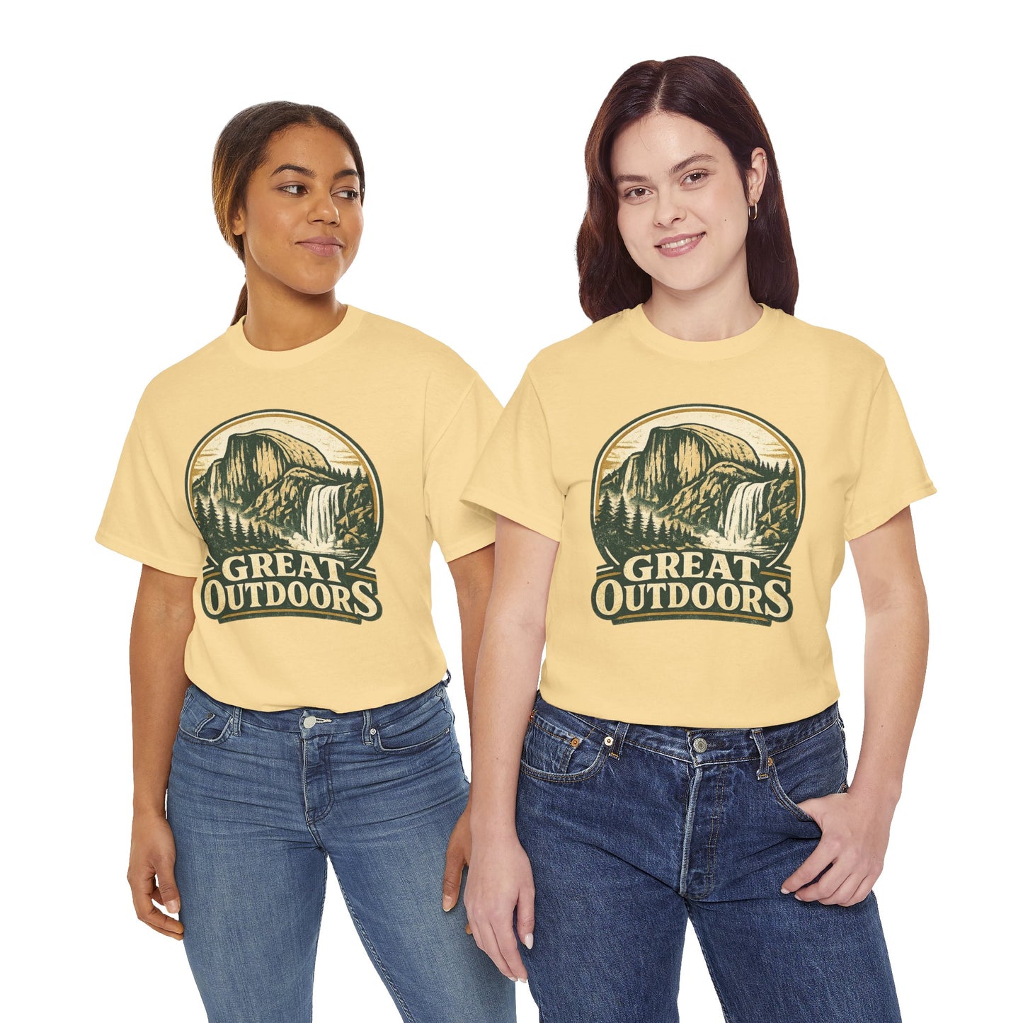 Great Outdoors Retro Badge Tee | Yosemite Half Dome Graphic Shirt | Camping Gift