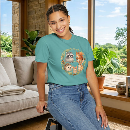 Woodland Animals Circle Watercolor Tee | Forest Creature Gift Shirt | Nature Lover