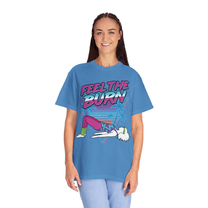 Feel the Burn Neon 80s Aerobics Graphic Tee | Retro Workout Shirt Women