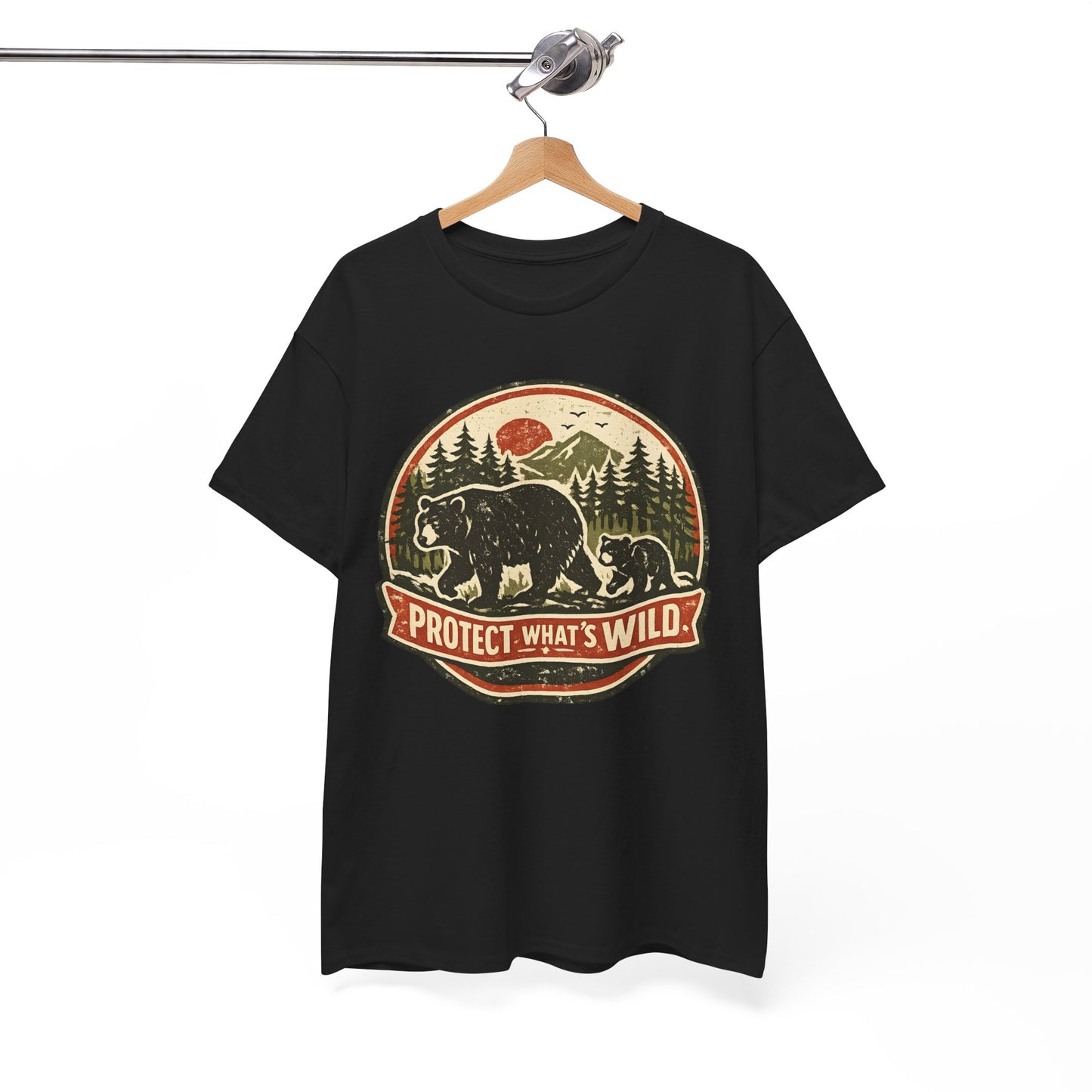 Bear and Cub Retro Badge Tee | Protect What's Wild | Wildlife Lover Gift | Unisex
