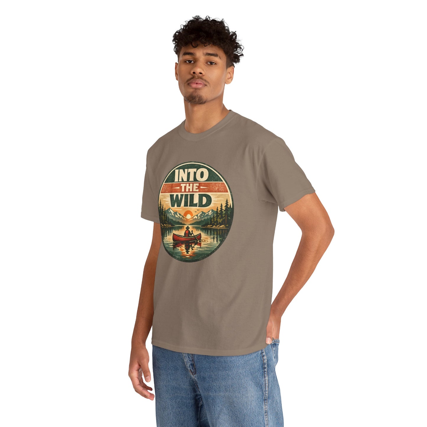 Into the Wild Canoe Badge Tee | Vintage Outdoor Graphic Shirt | Camping Adventure Gift