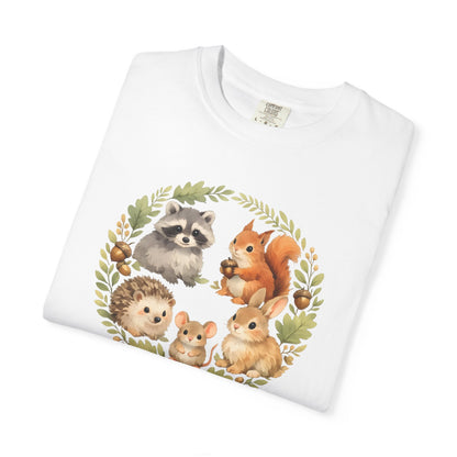 Woodland Animals Circle Watercolor Tee | Forest Creature Gift Shirt | Nature Lover
