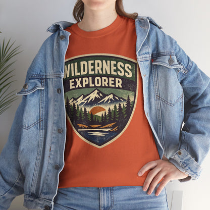 Wilderness Explorer Shield badge Tee | Retro Outdoor Adventure design | Hiking