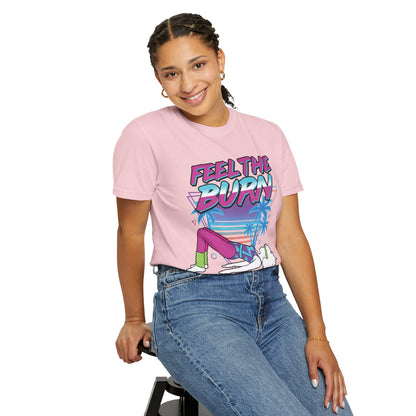 Feel the Burn Neon 80s Aerobics Graphic Tee | Retro Workout Shirt Women