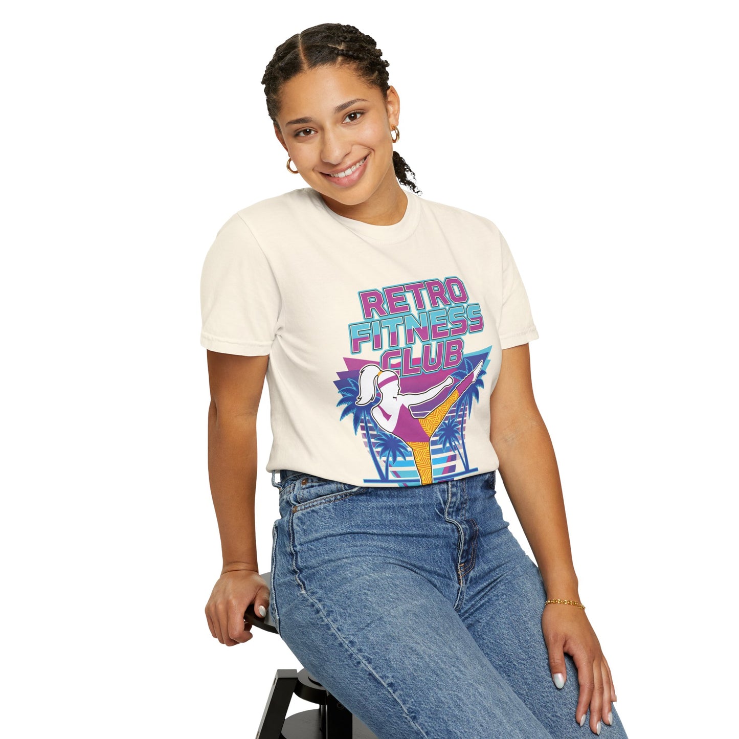 Retro Fitness Club High Kick 80s Tee | Vintage Aerobics Shirt Women