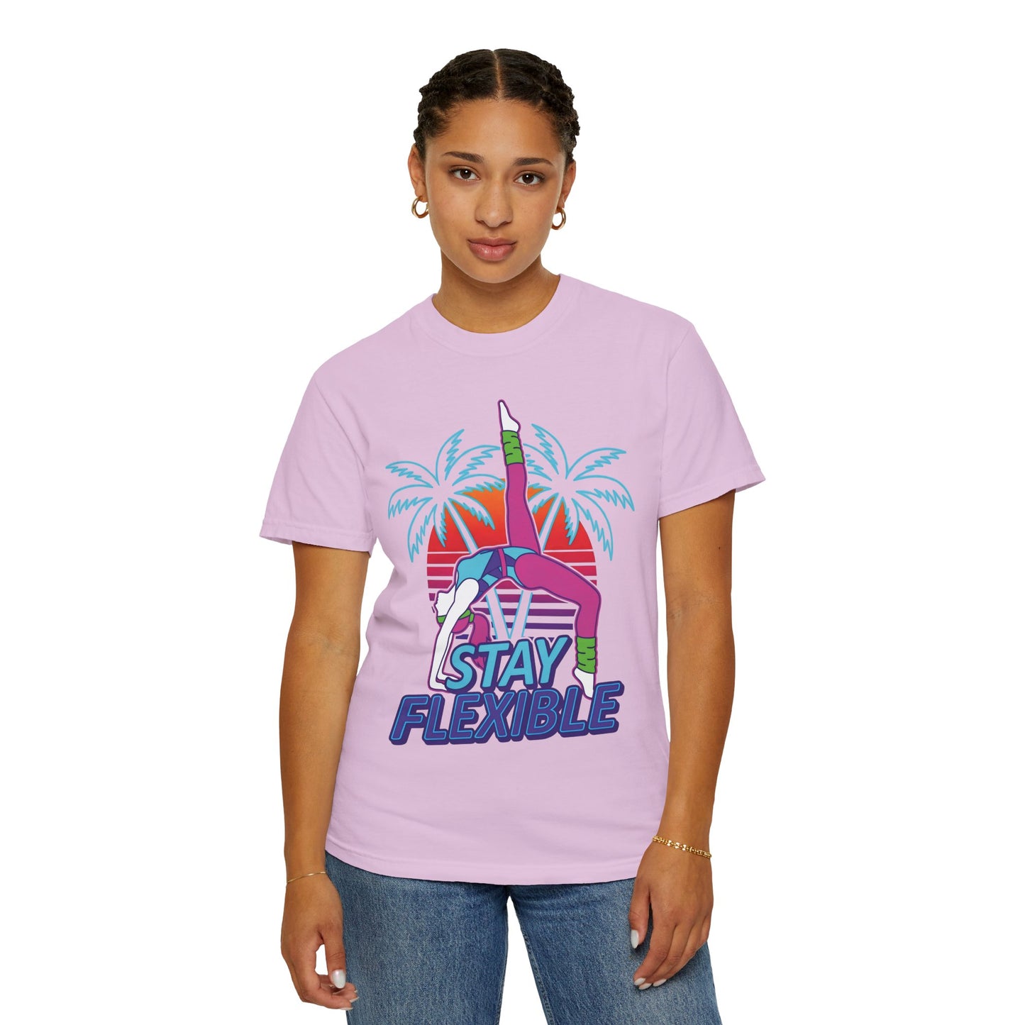 Stay Flexible Retro 80s Backbend Graphic Tee | Vintage Workout Shirt Women