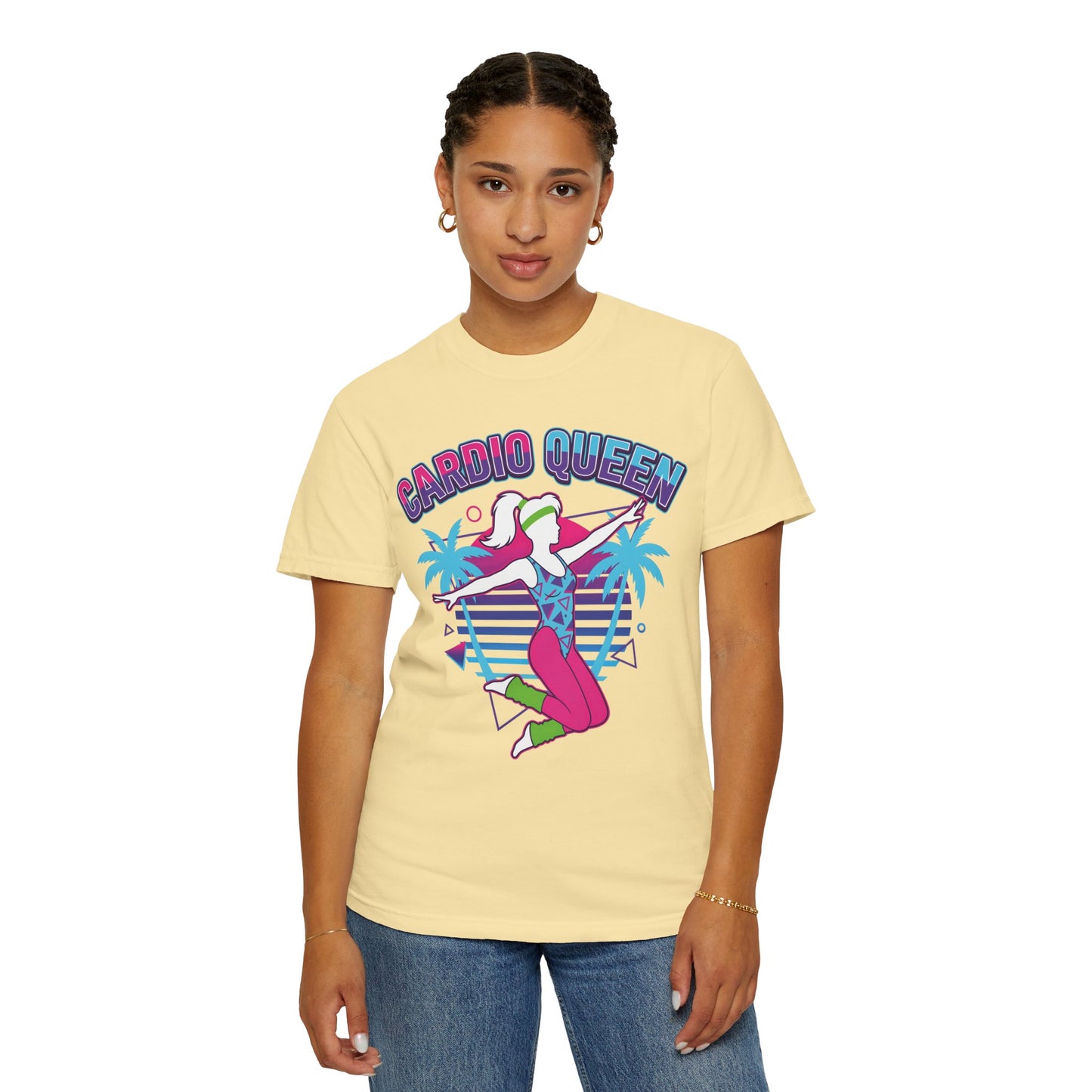 Cardio Queen Retro 80s Aerobics Graphic Tee | Vintage Workout Shirt Women