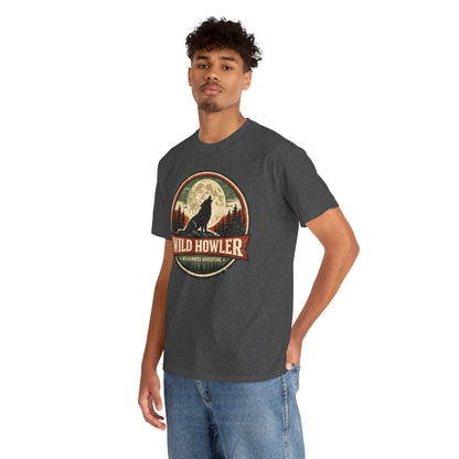 Howling Wolf Vintage Badge Tee | Full Moon Wilderness Shirt | Nature Lover Gift