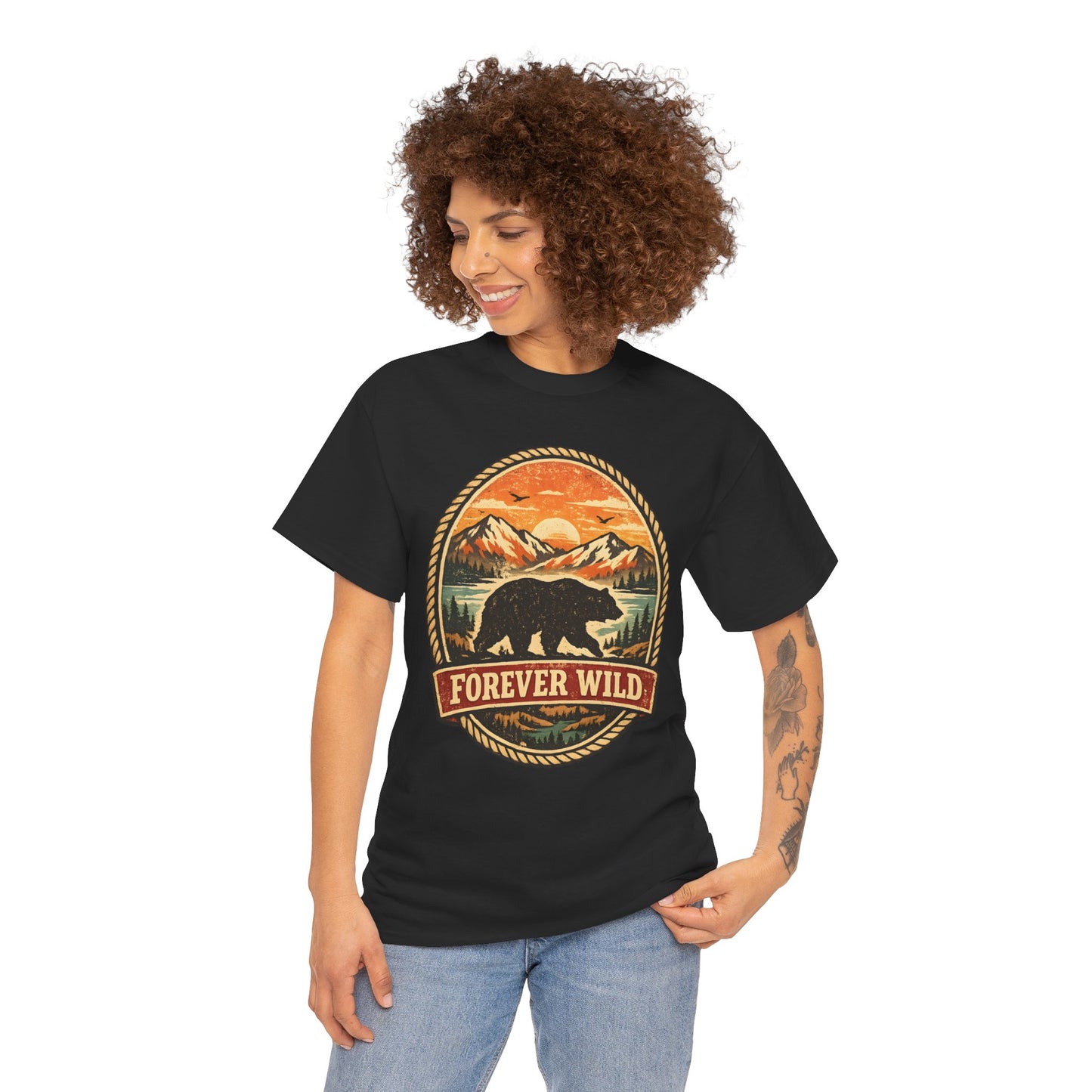 Grizzly Bear Forever Wild Badge Tee | Vintage National Park Shirt | Nature Lover Gift