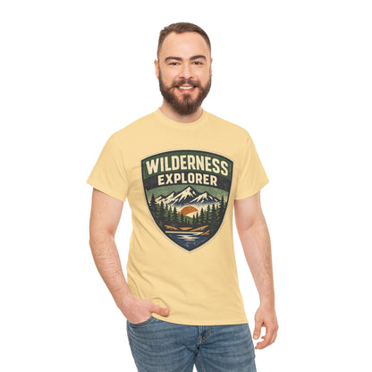 Wilderness Explorer Shield badge Tee | Retro Outdoor Adventure design | Hiking