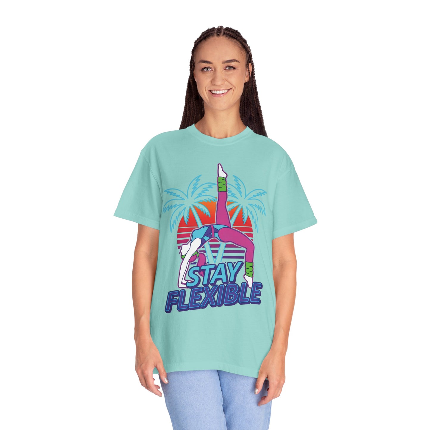Stay Flexible Retro 80s Backbend Graphic Tee | Vintage Workout Shirt Women