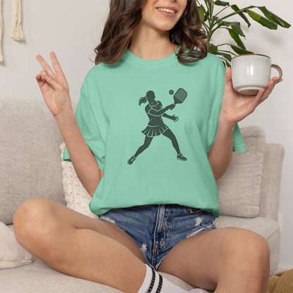 Pickleball Female Silhouette Icon Tee Minimalist Pickler Graphic Women T-Shirt