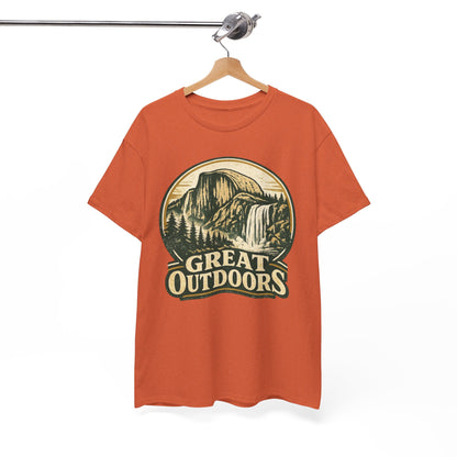 Great Outdoors Retro Badge Tee | Yosemite Half Dome Graphic Shirt | Camping Gift