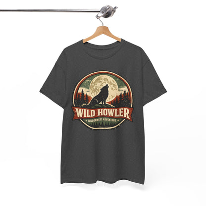 Howling Wolf Vintage Badge Tee | Full Moon Wilderness Shirt | Nature Lover Gift