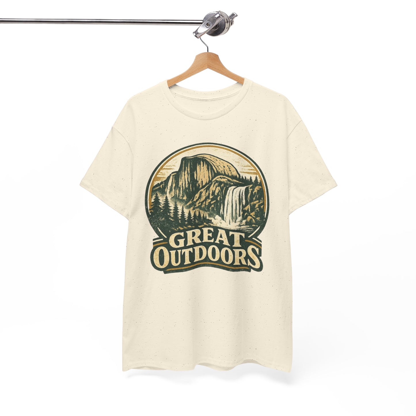 Great Outdoors Retro Badge Tee | Yosemite Half Dome Graphic Shirt | Camping Gift