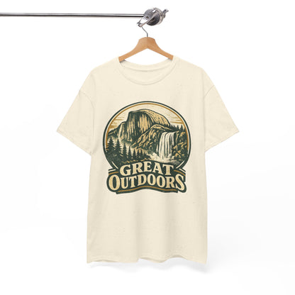 Great Outdoors Retro Badge Tee | Yosemite Half Dome Graphic Shirt | Camping Gift