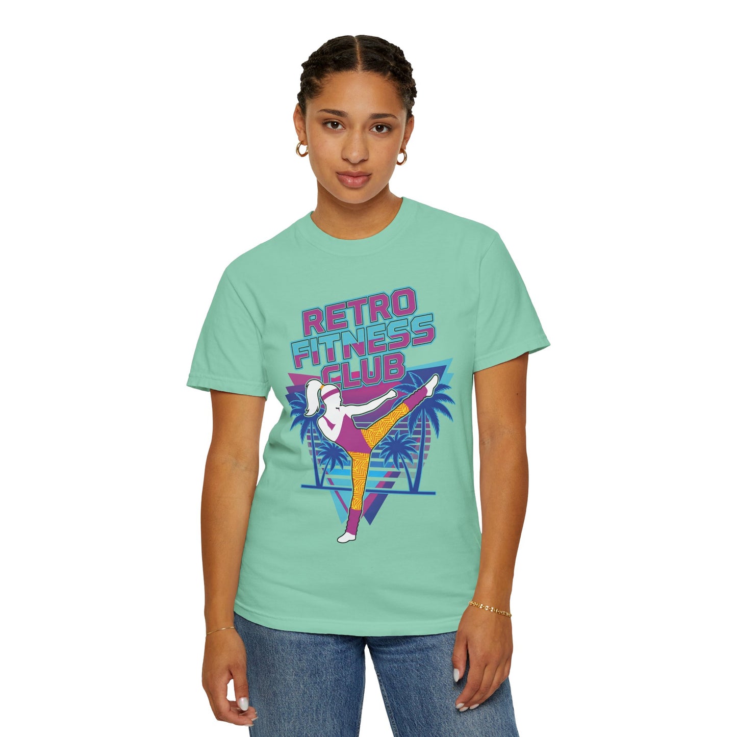 Retro Fitness Club High Kick 80s Tee | Vintage Aerobics Shirt Women