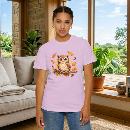 Watercolor Owl Graphic Tee | Autumn Wildlife Art Shirt | Owl Lover Gift