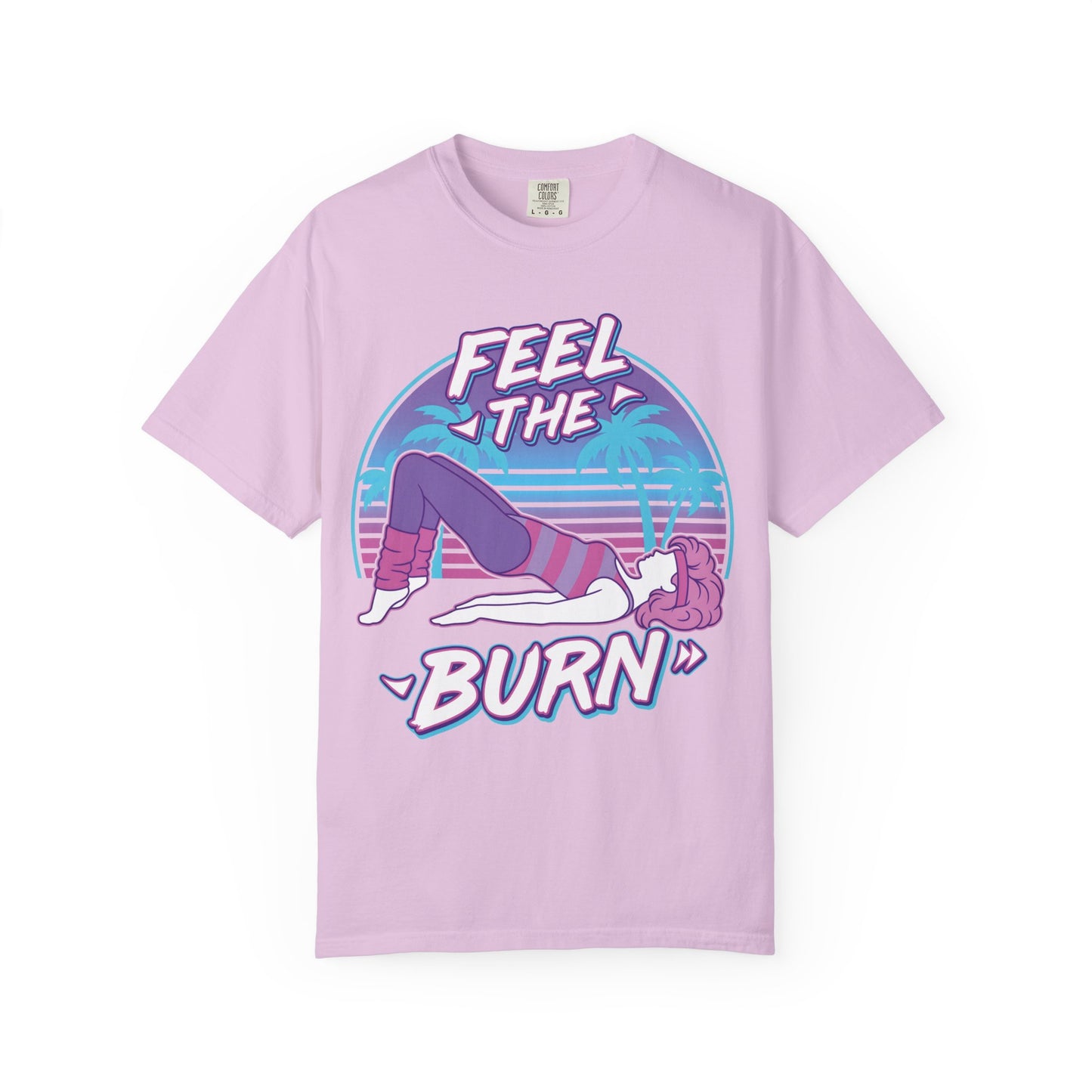 Feel the Burn Retro 80s Glute Thrust Pose Graphic Tee | Vintage Workout Shirt