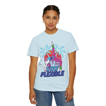 Stay Flexible Retro 80s Backbend Graphic Tee | Vintage Workout Shirt Women