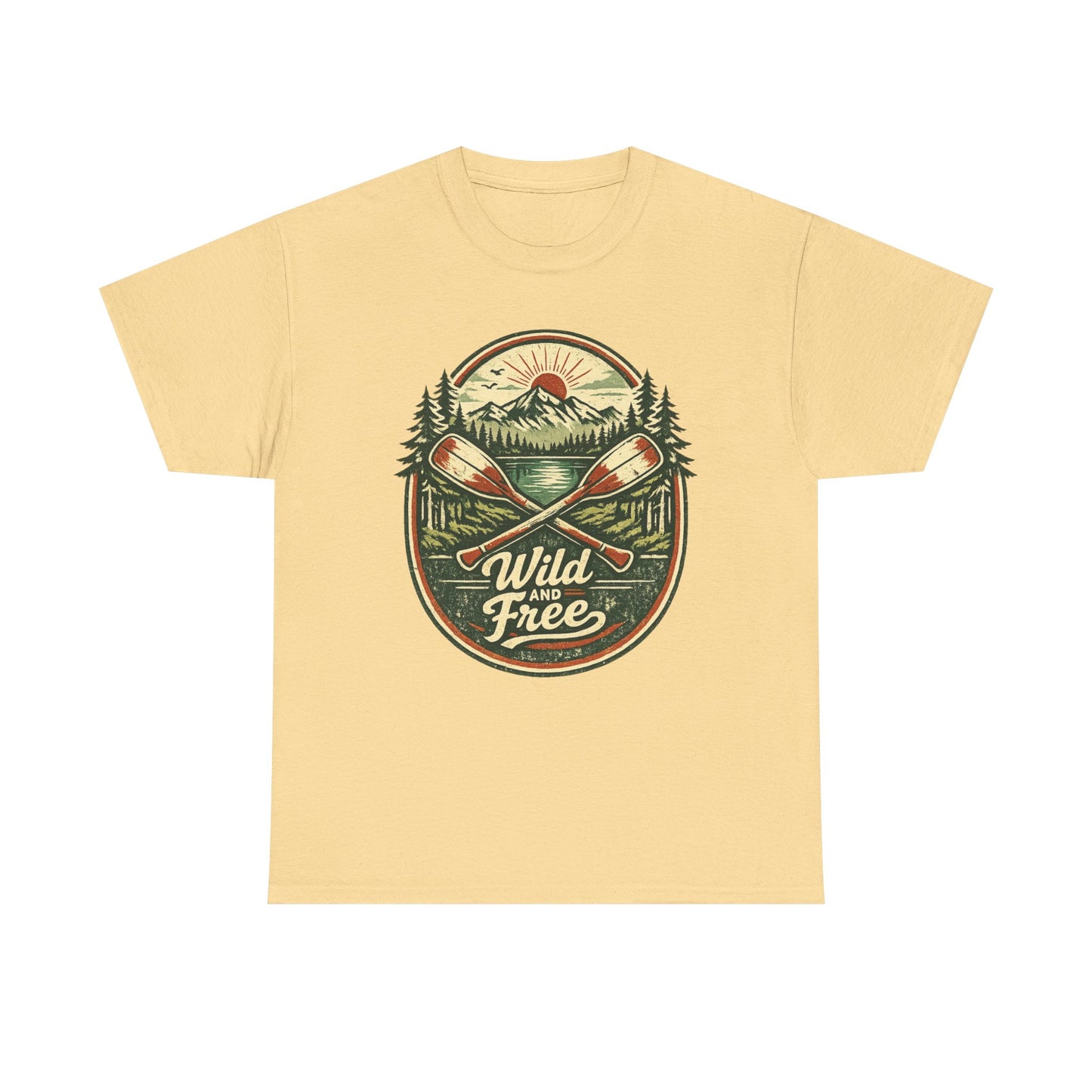 Wild and Free Badge Tee | Vintage Adventure Shirt | Outdoor Explorer Gift